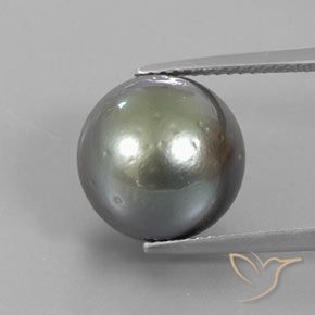 12.95ct Natürlicher Mittel-Dunkelgrau Perle, Kugel / Ball, Lichtundurchlässig, Photo A