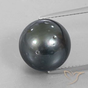 12.39ct Natürlicher Dunkelsilber Perle, Kugel / Ball, Lichtundurchlässig, Photo A