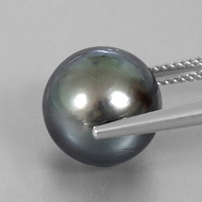 9,17 ctw natürlicher dunkelgrau Perle, Kugel / Ball, Lichtundurchlässig