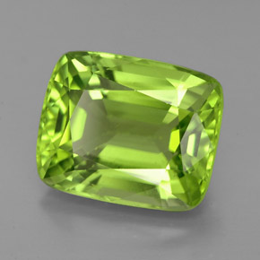 5,68 ctw natürlicher grüner Peridot, Kissenschliff, VVS