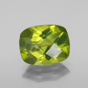 2,88 ctw natürlicher grüner Peridot, Kissenschliff, VS