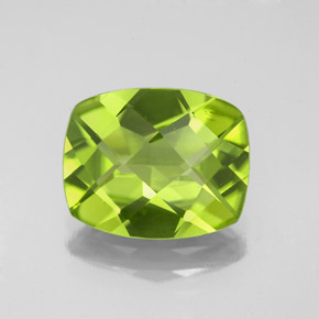 3,48 ctw natürlicher grüner Peridot, Kissenschliff, VS-SI