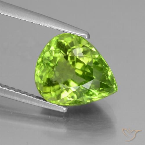 4,07 ctw natürlicher grüner Peridot, Birnenform, VS