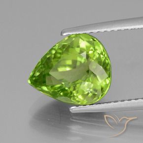 4,07 ctw natürlicher grüner Peridot, Birnenform, VS