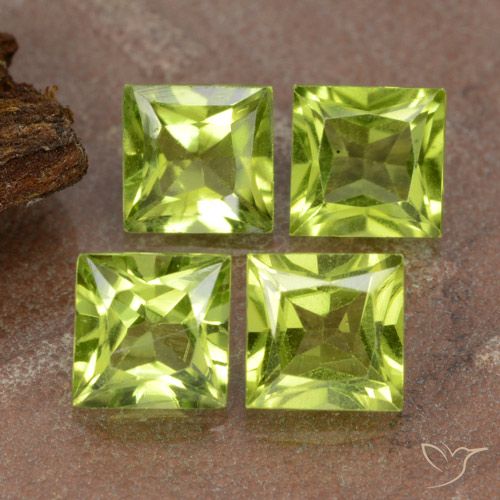 3.00ctw Natürlicher gelblich-grün Peridot, Quadrat, VVS-VS