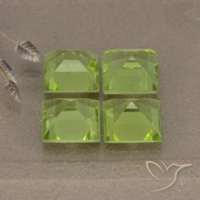4.34 ct natürliche gelblich-grün Peridot-Edelsteine, Quadrat, VVS-VS