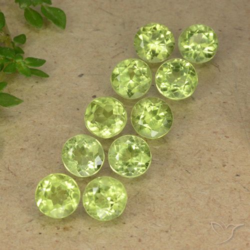 3.98ctw Natürlicher hellgrün Peridot, Runden, VVS-VS