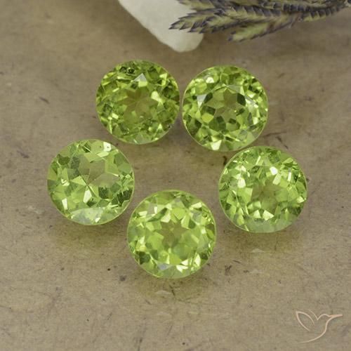 4.46ctw Natürlicher Leichtes lebendiges Grün Peridot, Runden, VS