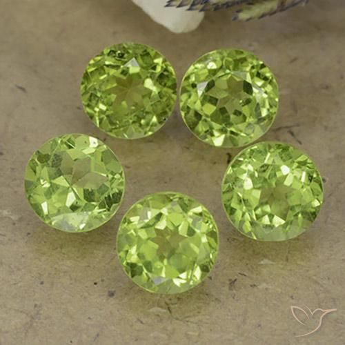 4.46 ct natürliche Leichtes lebendiges Grün Peridot-Edelsteine, Runden, VS