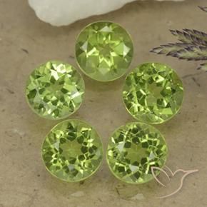 4.09 ct natürliche Leichtes lebendiges Grün Peridot-Edelsteine, Runden, VS