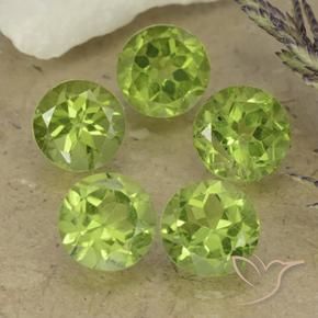 4.75 ct natürliche Leichtes lebendiges Grün Peridot-Edelsteine, Runden, VVS-VS