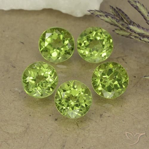 4.29 ct natürliche Leichtes lebendiges Grün Peridot-Edelsteine, Runden, VS