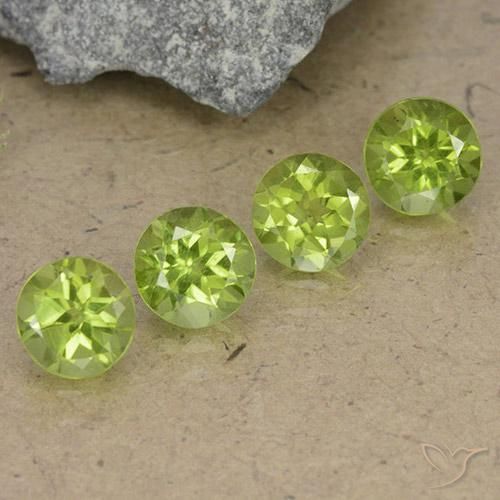 3.90 ct natürliche Leichtes lebendiges Grün Peridot-Edelsteine, Runden, VVS-VS