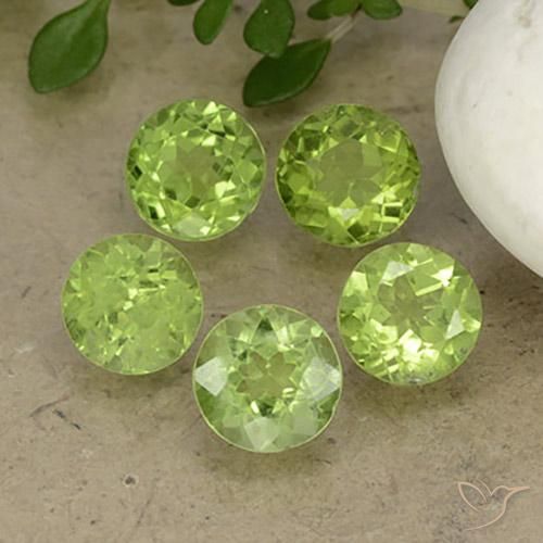 4.18 ct natürliche Leichtes lebendiges Grün Peridot-Edelsteine, Runden, VS