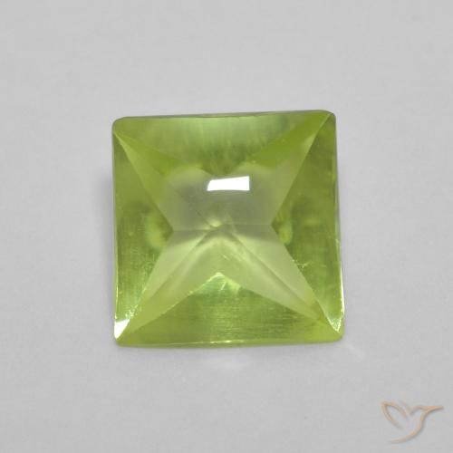 9,17 ctw natürlicher Leichtes lebendiges Grün Peridot, Quadrat, Transparent
