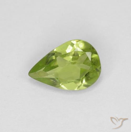 0.65ct Natürlicher gelblich-grün Peridot, Birnenform, VVS