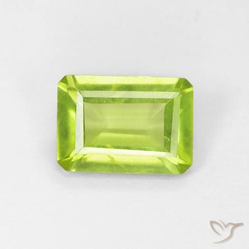0.88ct Natürlicher hellgrün Peridot, Smaragdschliff, VS-SI