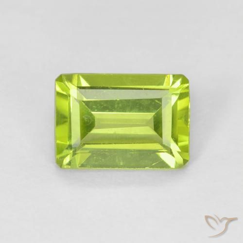 0.98ct Natürlicher hellgrün Peridot, Smaragdschliff, VS