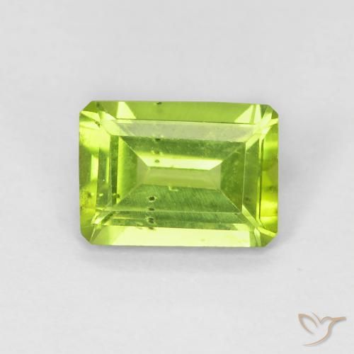 1.03ct Natürlicher hellgrün Peridot, Smaragdschliff, VS