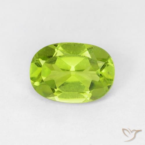 0.87ct Natürlicher Lebendiges Gelbgrün Peridot, Oval, VVS-VS