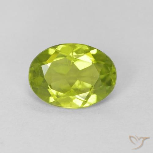 1.08ct Natürlicher Lebendiges Gelbgrün Peridot, Oval, VS