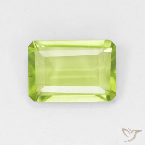 0.87ct Natürlicher hellgrün Peridot, Smaragdschliff, VS