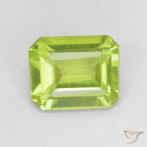 0.78ct Natürlicher hellgrün Peridot, Smaragdschliff, VVS