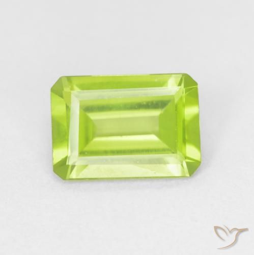 0.88ct Natürlicher hellgrün Peridot, Smaragdschliff, VVS
