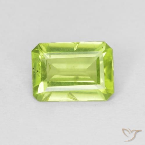 0.97ct Natürlicher gelblich-grün Peridot, Smaragdschliff, VS