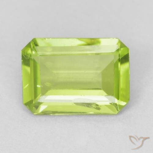 0.78ct Natürlicher hellgrün Peridot, Smaragdschliff, VS-SI