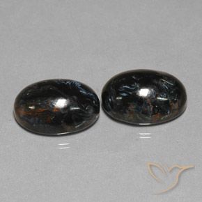12.75ctw Natürlicher Schwarz Pietersite, Oval, Lichtundurchlässig