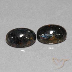 12.84ctw Natürlicher Schwarz Pietersite, Oval, Lichtundurchlässig