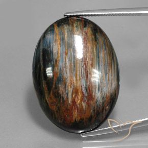 34.48ct Natürlicher Mehrfarbig Pietersite, Oval, Lichtundurchlässig