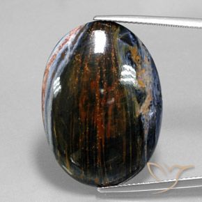 22.47ct Natürlicher Mehrfarbig Pietersite, Oval, Lichtundurchlässig