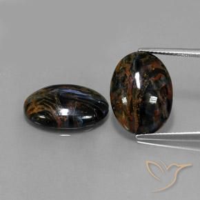 15.26 ct natürliche Schwarz Pietersite-Edelsteine, Oval Schliff, Lichtundurchlässig