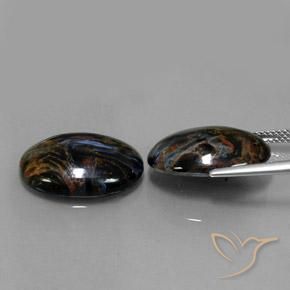 15.26 ct natürliche Schwarz Pietersite-Edelsteine, Oval Schliff, Lichtundurchlässig