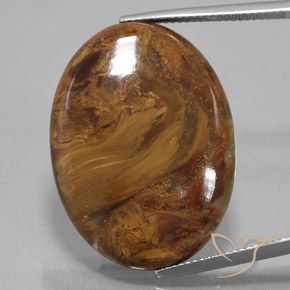 25.45ct Natürlicher Mittel braun Pietersite, Oval, Lichtundurchlässig