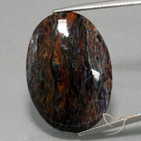 21.47ct Natürlicher Mehrfarbig Pietersite, Oval, Lichtundurchlässig