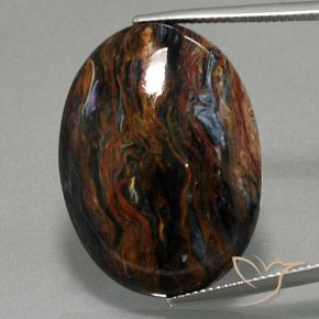 30.02ct Natürlicher Mehrfarbig Pietersite, Oval, Lichtundurchlässig