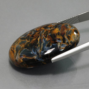 36,58 ctw natürlicher blauer Pietersit, Oval Schliff, Lichtundurchlässig