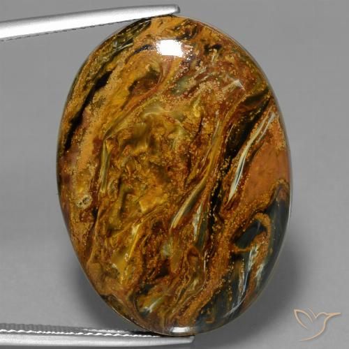 34.44ct Natürlicher Mehrfarbig Pietersite, Oval, Lichtundurchlässig