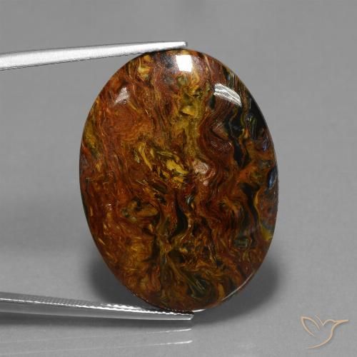 22.19ct Natürlicher Mehrfarbig Pietersite, Oval, Lichtundurchlässig