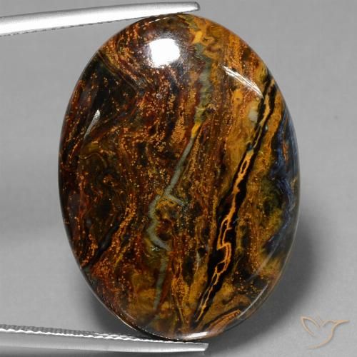 27.91ct Natürlicher Mehrfarbig Pietersite, Oval, Lichtundurchlässig