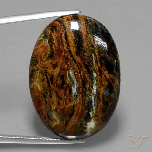33.05ct Natürlicher Mehrfarbig Pietersite, Oval, Lichtundurchlässig