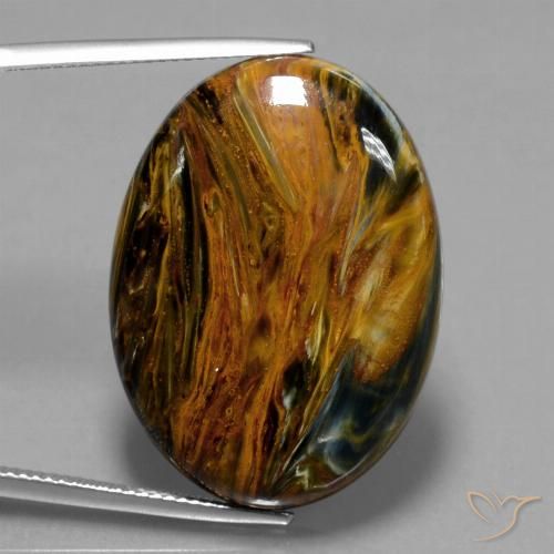 33.78ct Natürlicher Mehrfarbig Pietersite, Oval, Lichtundurchlässig
