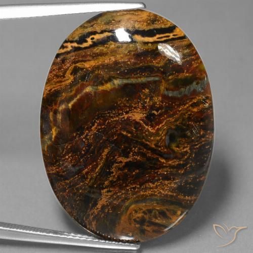 21.92ct Natürlicher Mehrfarbig Pietersite, Oval, Lichtundurchlässig