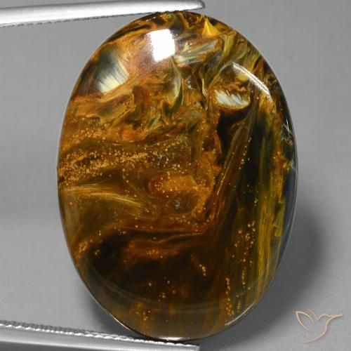 28.36ct Natürlicher Mehrfarbig Pietersite, Oval, Lichtundurchlässig