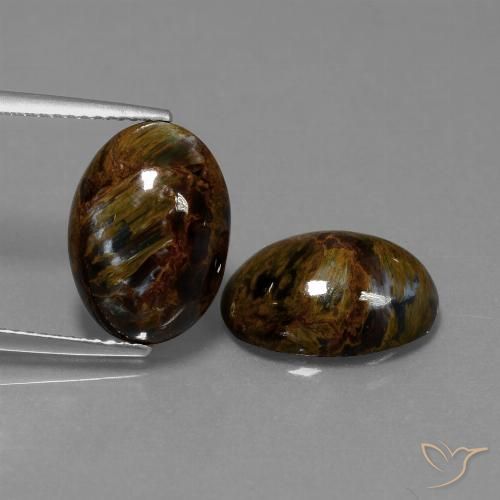 10.01ctw Natürlicher Mehrfarbig Pietersite, Oval, Lichtundurchlässig