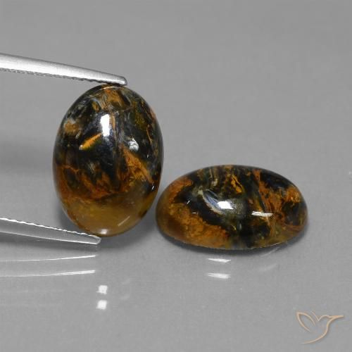 9.39ctw Natürlicher Mehrfarbig Pietersite, Oval, Lichtundurchlässig