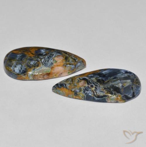 13.64 ct natürliche Mehrfarbig Pietersite-Edelsteine, Birnenform, Lichtundurchlässig